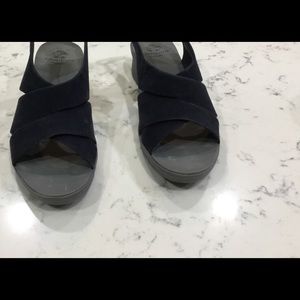 Clarks Navy Crossover Wedge Sandal